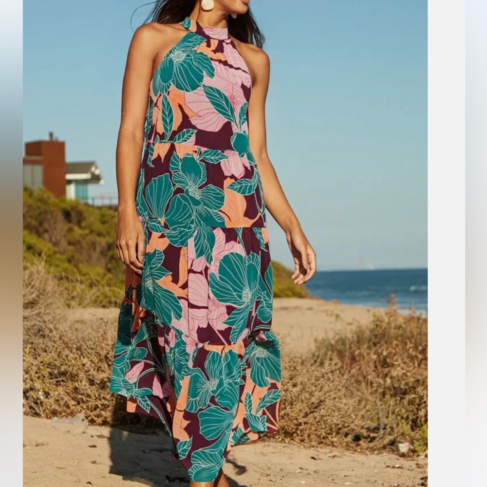 TRINA TURK Sunglasses Tiered Sleeveless Maxi Dress Size XS, NWT